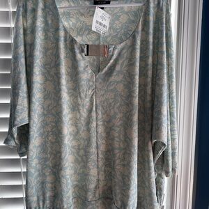 ALYW Blue and Cream Floral Blouse